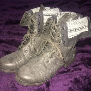 Silver/Grey Combat Boots